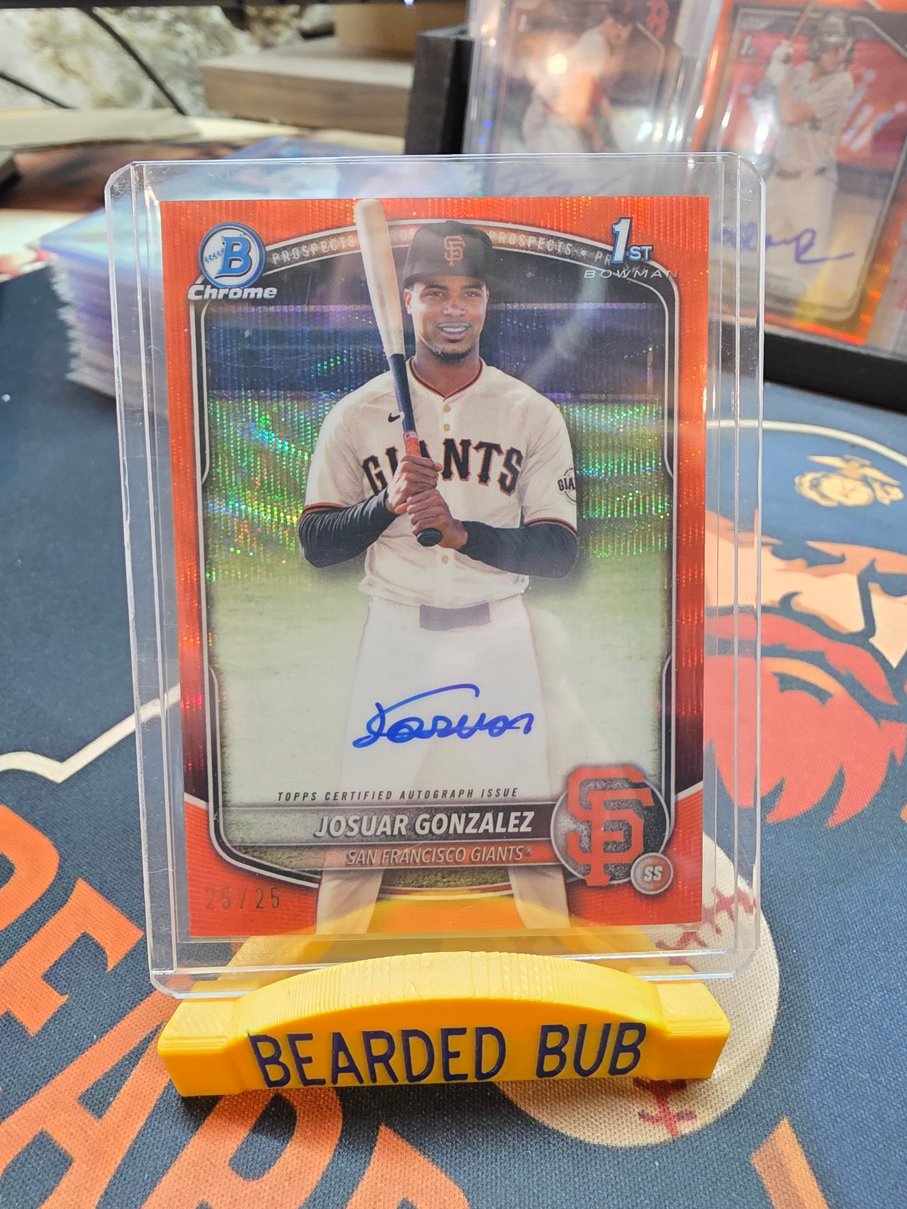 2025 Bowman Chrome #CPA-JD Josuar Gonzalez Prospect Autographs Orange Wave #/25